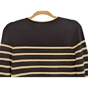 J McLaughlin Sweater Womens M Navy White Striped Crewneck Casual Coastal Classic